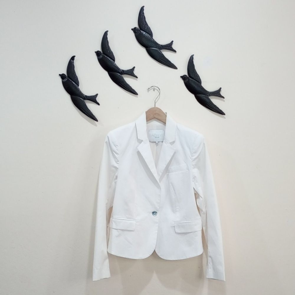 Adam Lippes Cotton White Stretch Blazer Jacket - Size 10